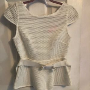 White cap sleeve top with bow belt